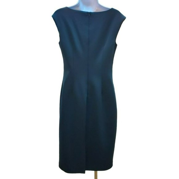 Vince Camuto Hunter Green Women's V Sheer Fitted Women's Dress Size 8 - Picture 2 of 4